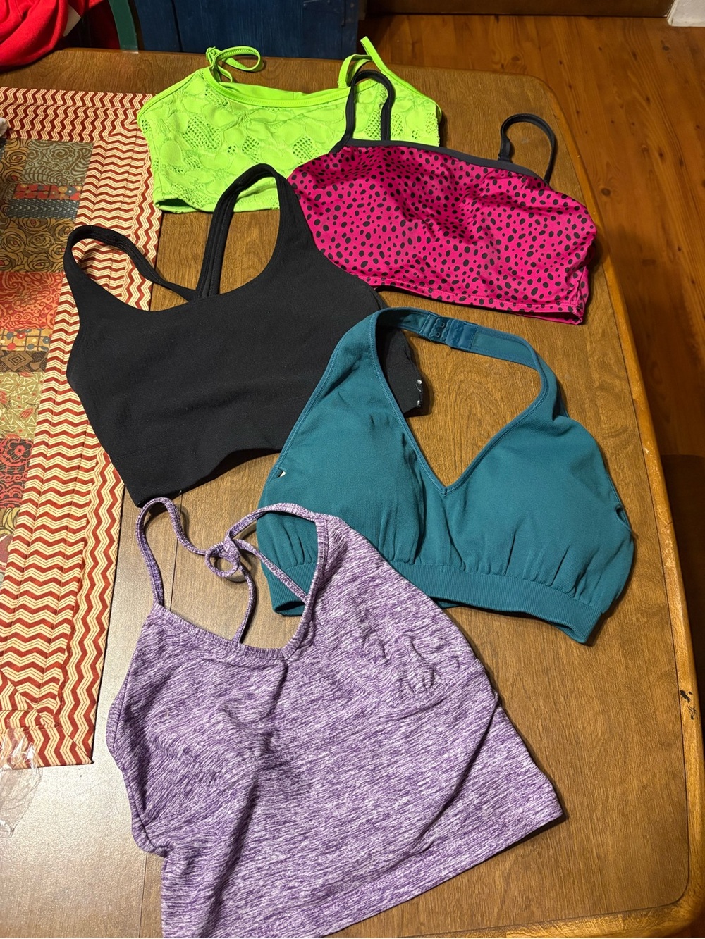 5- Women’s Seamless Stretch Bralette - Black, Teal, Hot Pink, Neon Green, Purple